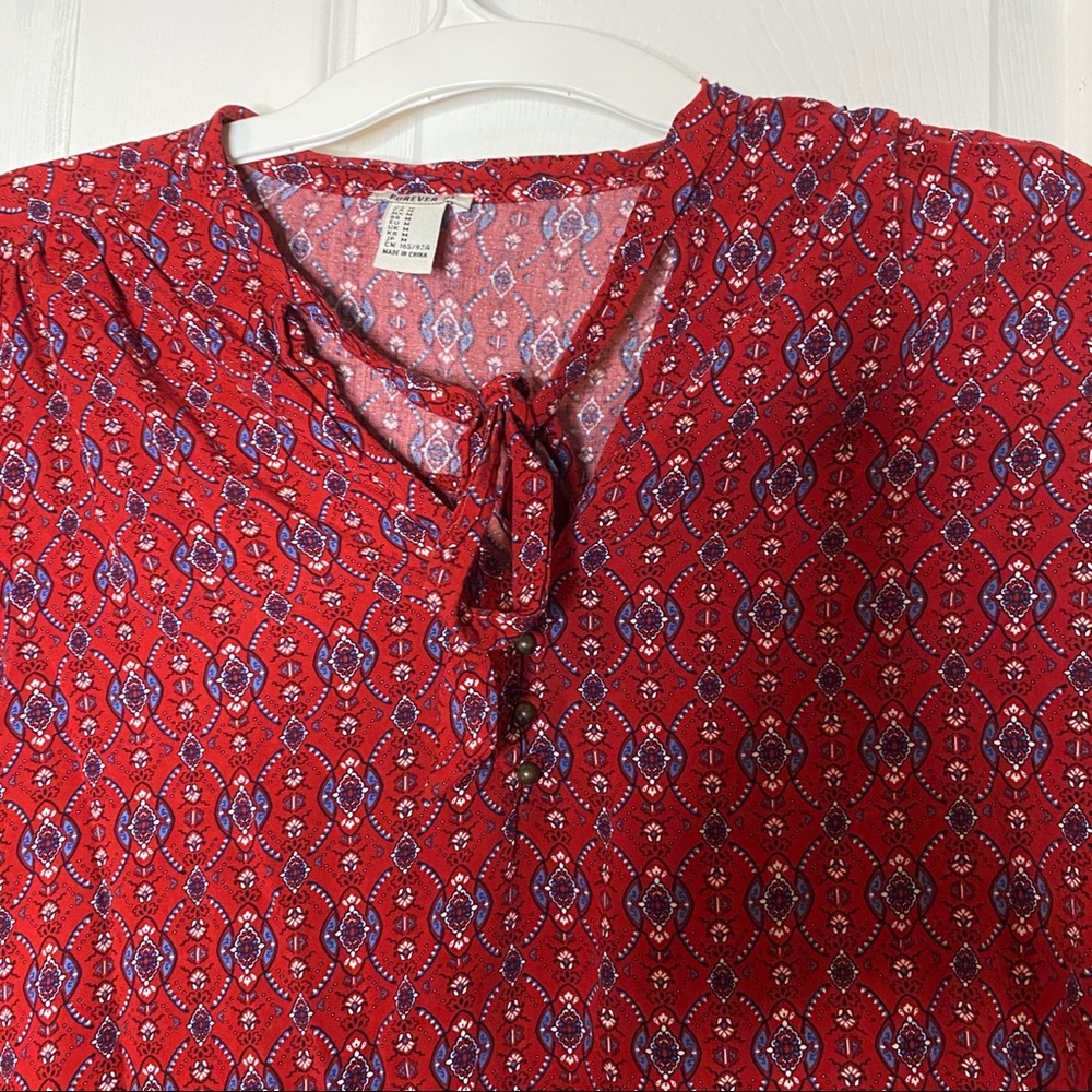 Red Patterned Blouse - image 4